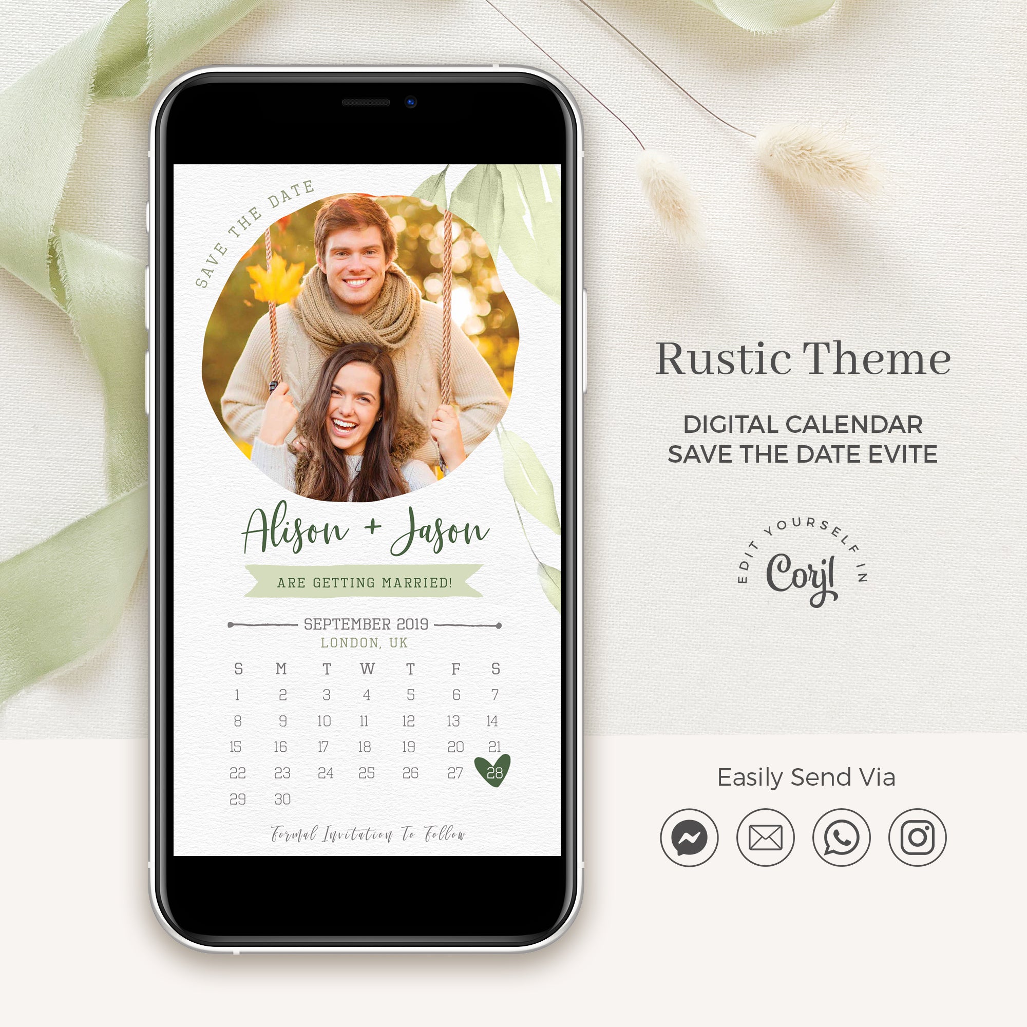 Flora | Calendar Save the Date with Photo Evite