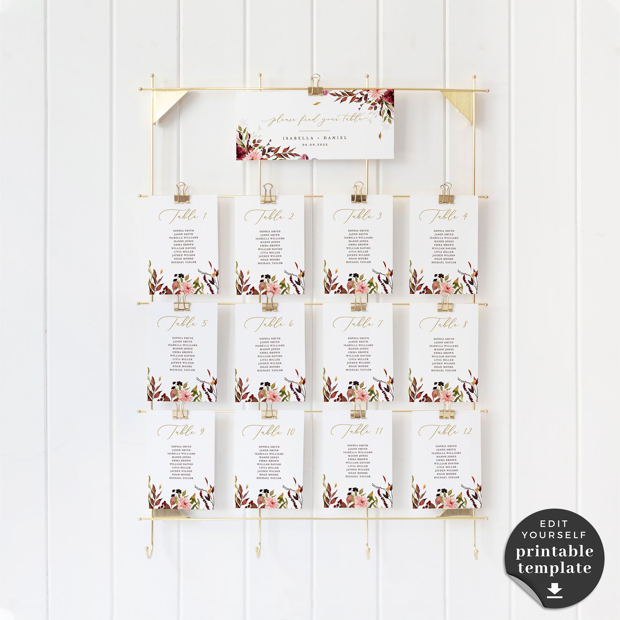 Ambra | Printable Seating Cards for Autumn Wedding