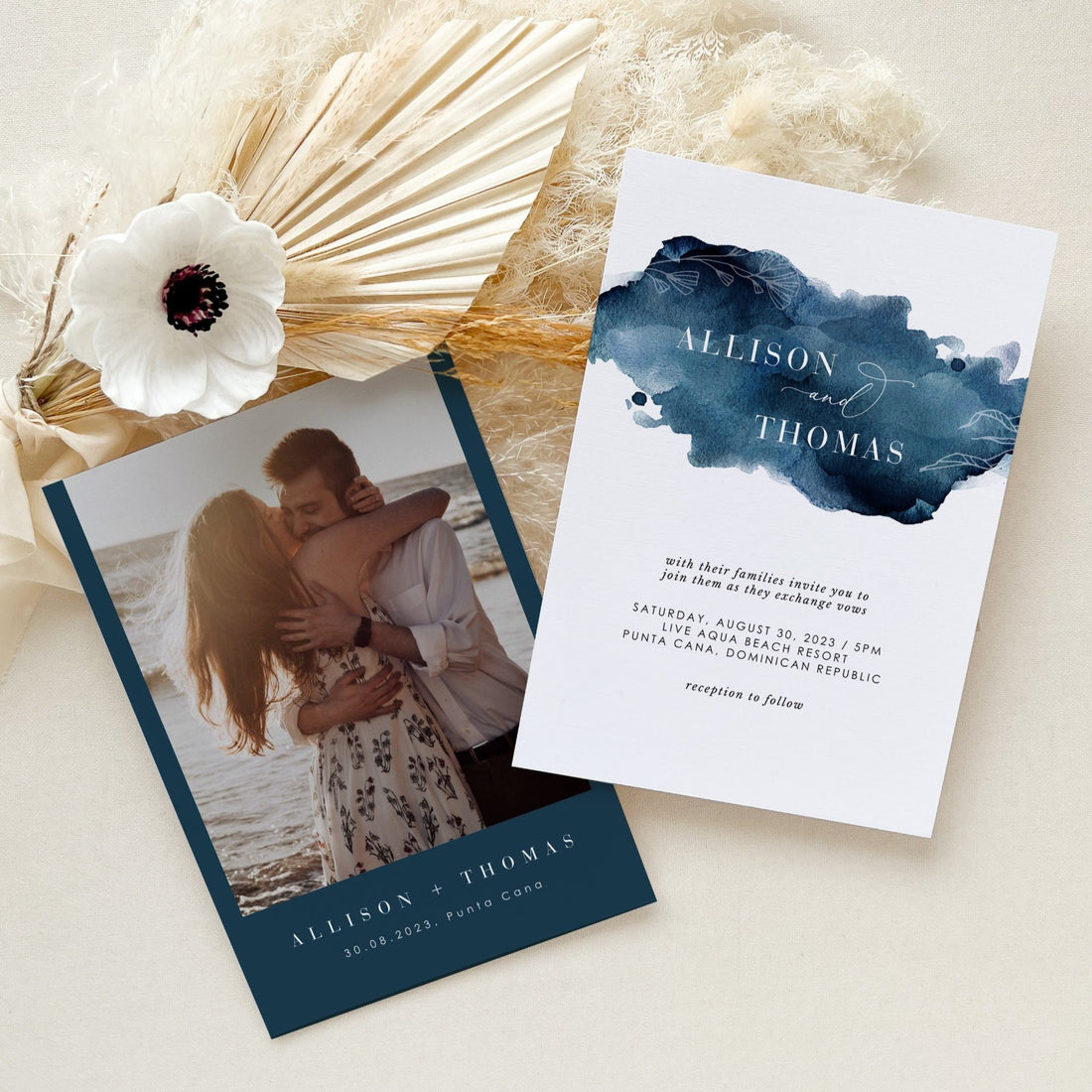 GRETA | Destination Beach Wedding Invitation with Rsvp Template