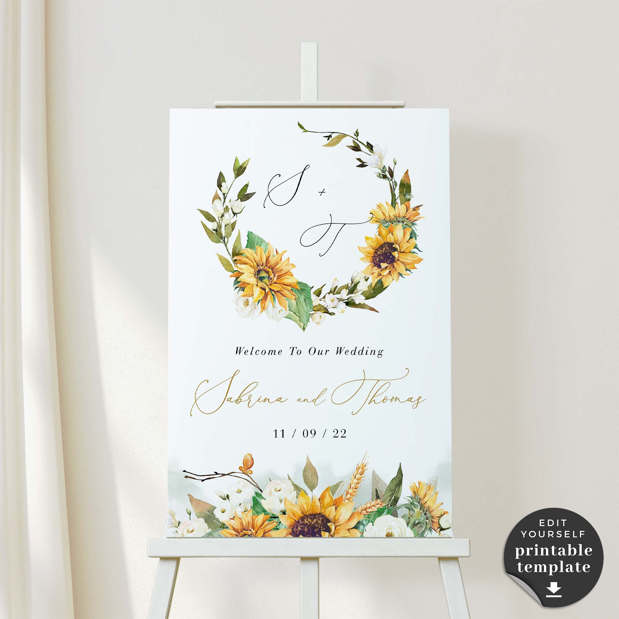 Marisol | Sunflowers Wedding Welcome Sign Template