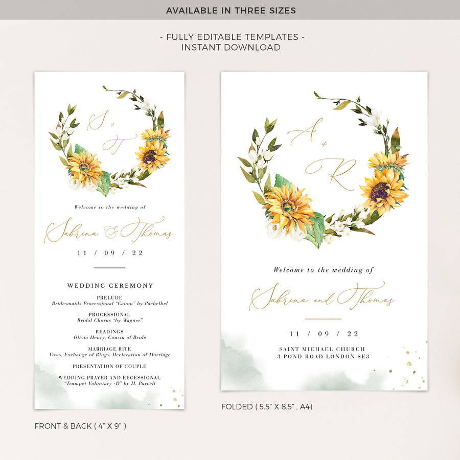 Marisol | Sunflowers Wedding Program Template