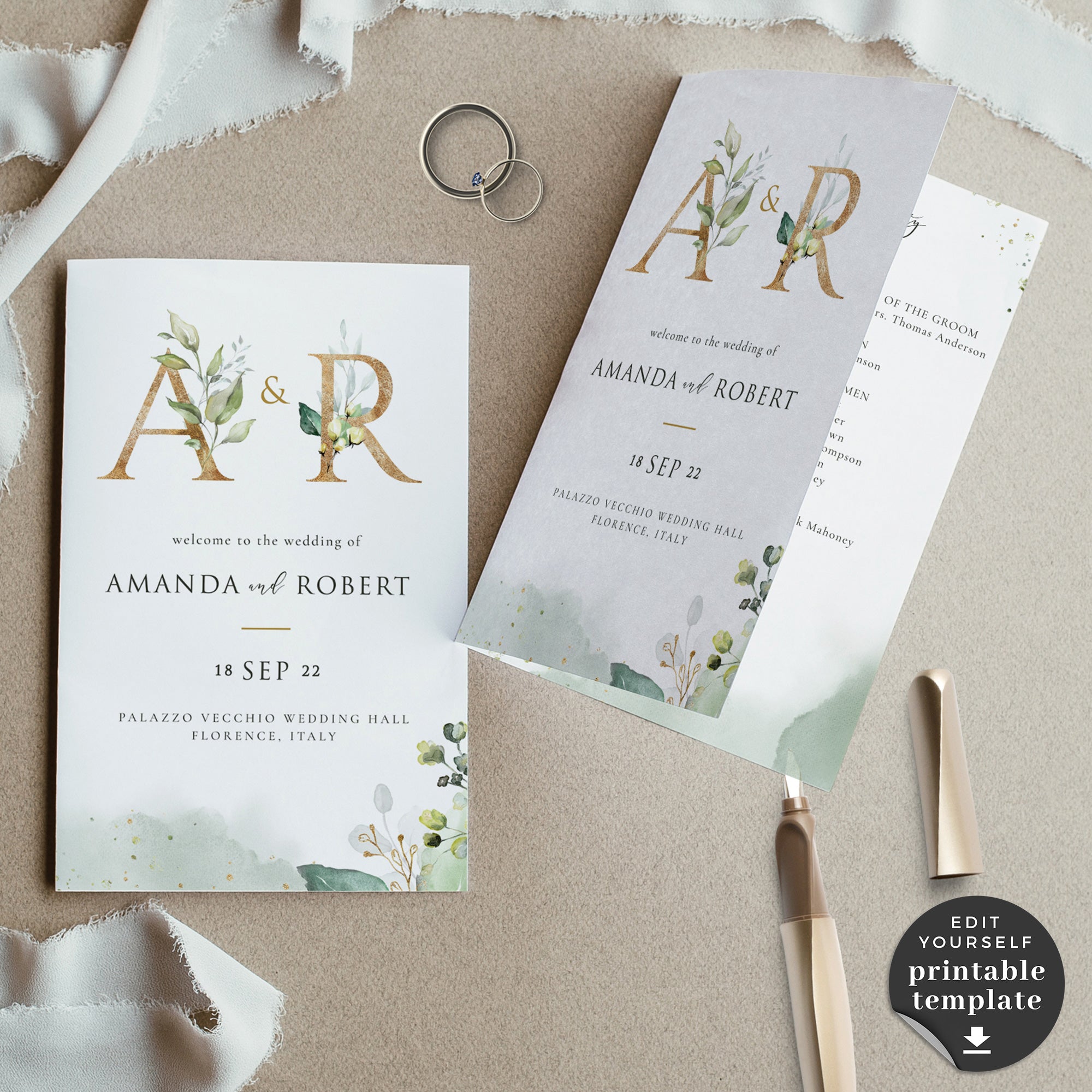 Flora | Rustic Wedding Program Template