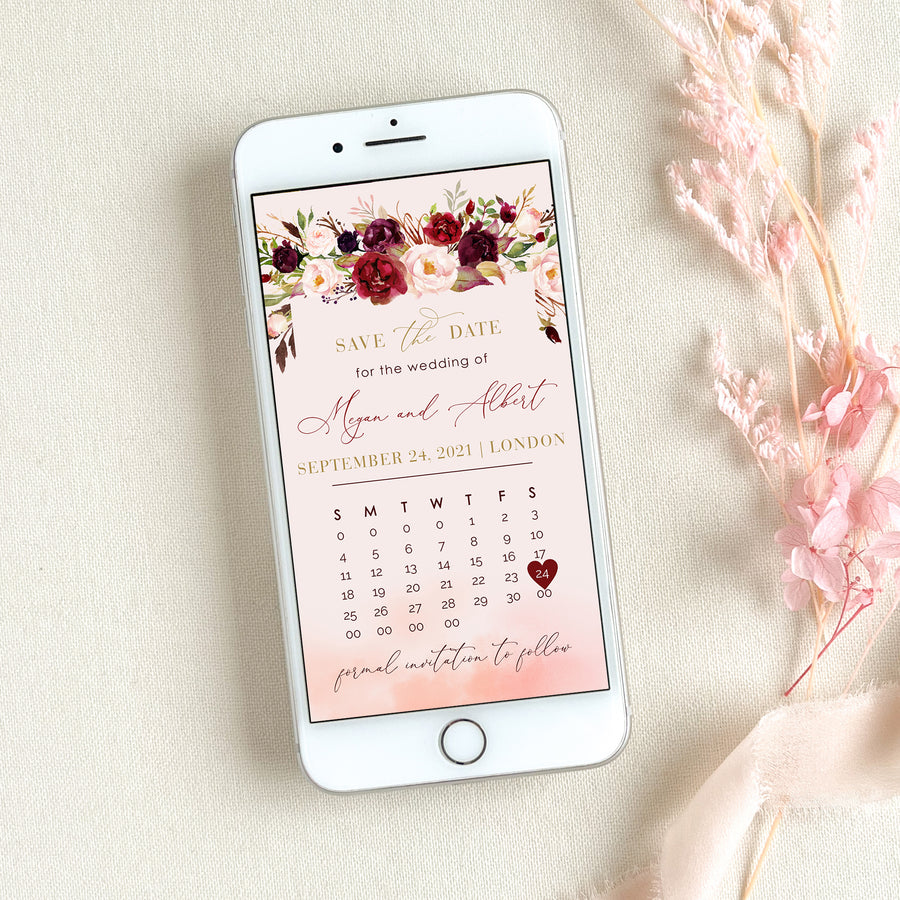 Rosita | Marsala Calendar Save the Date Electronic Invitation