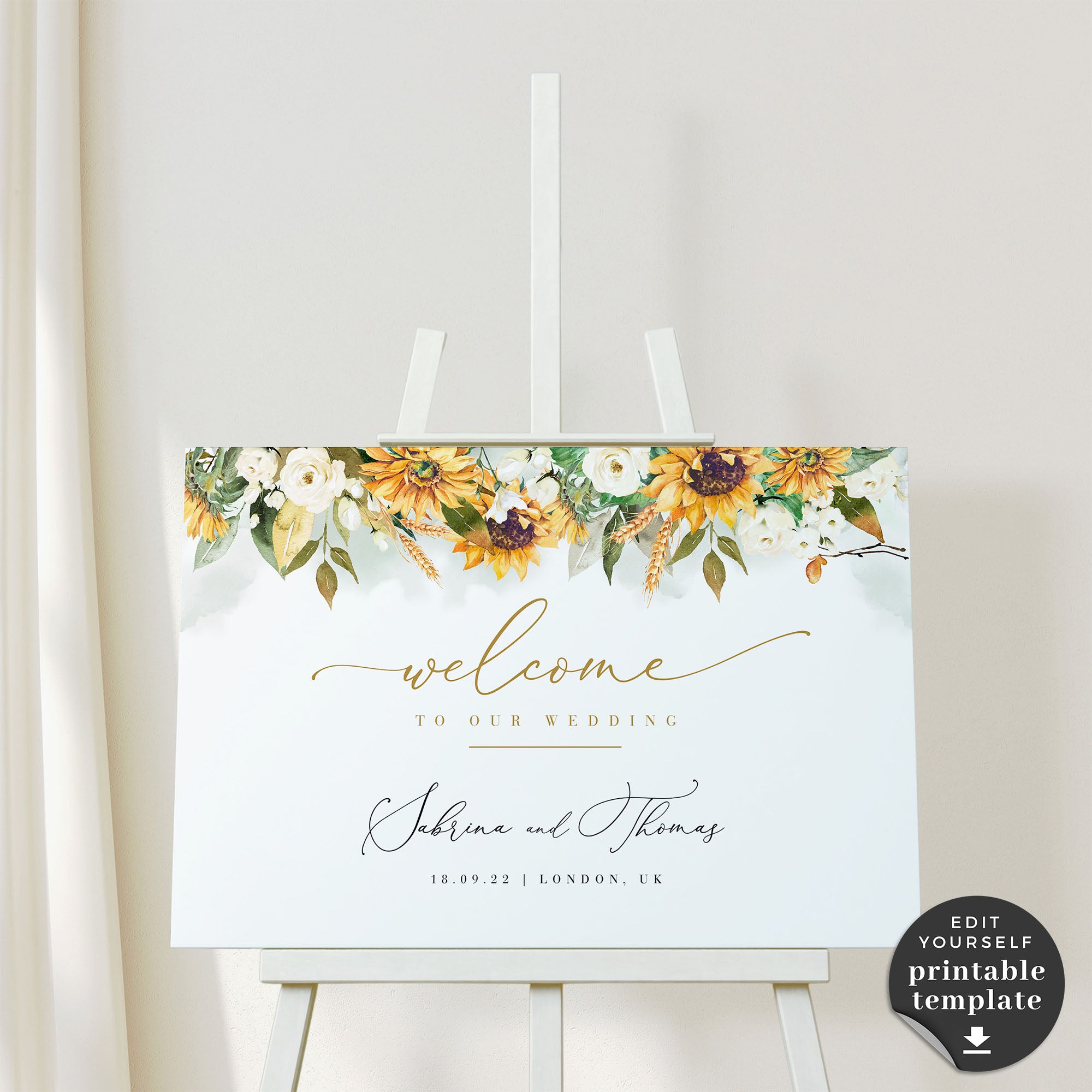 Marisol | Sunflowers Wedding Welcome Sign Template