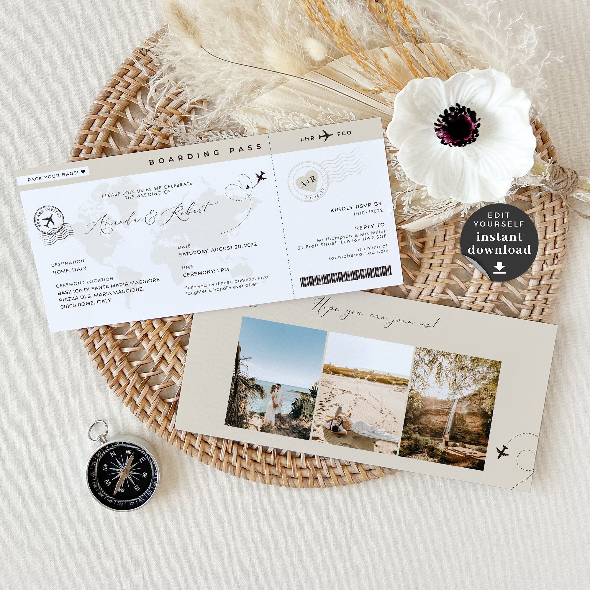 Sofia | Boarding Pass Ticket Wedding Invitation Template