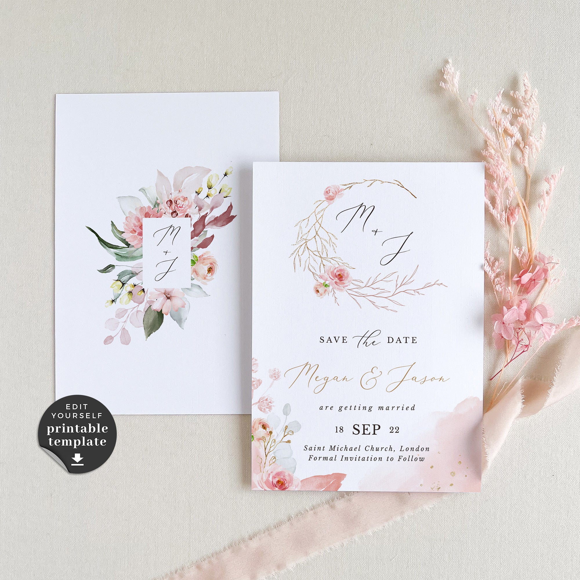 Fiorella | Romantic Save the Date Card Template