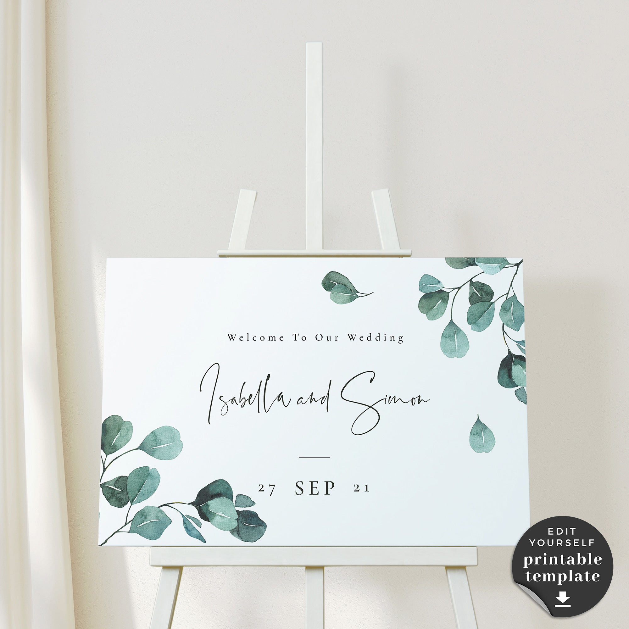 Luisa | Eucalyptus Wedding Welcome Sign Template
