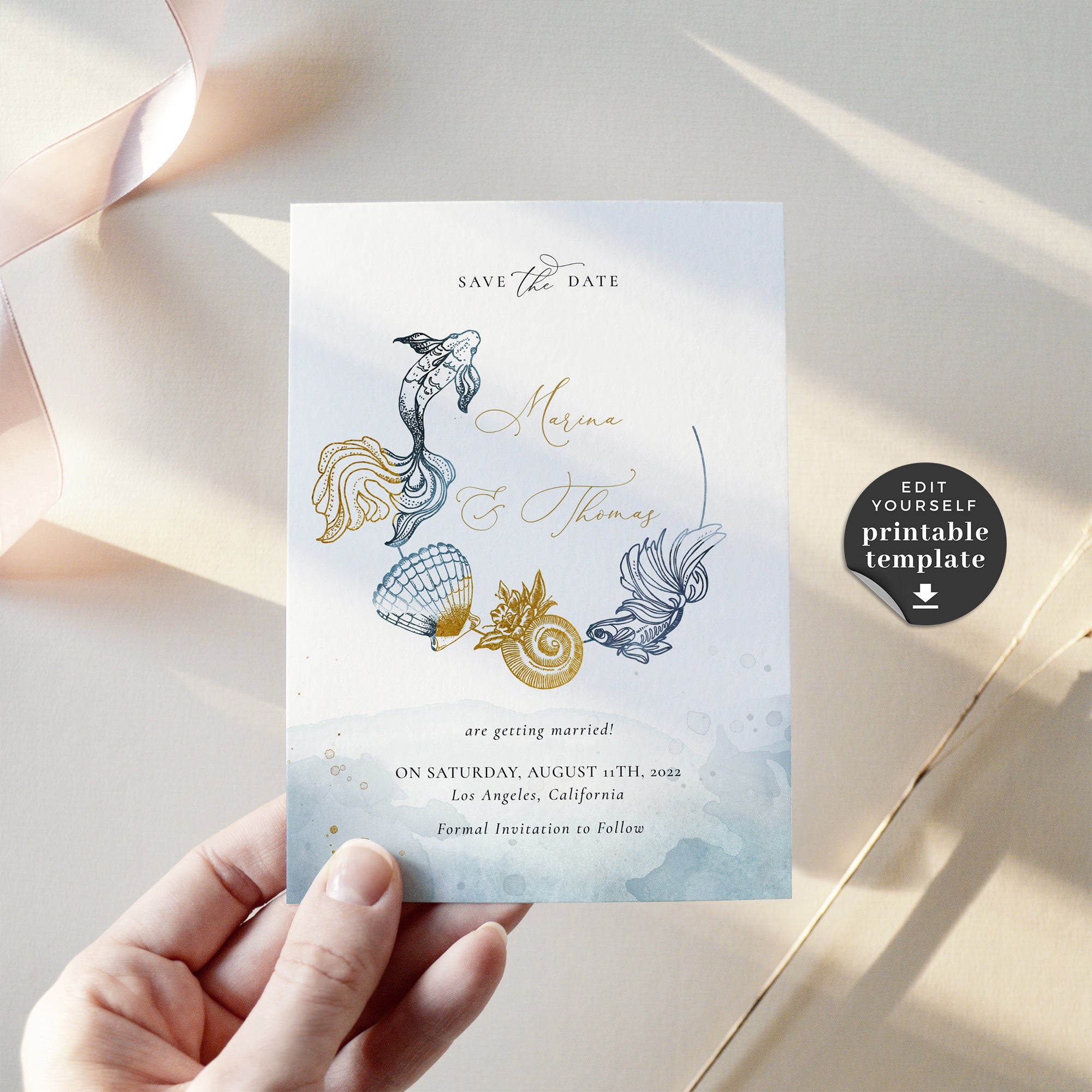 Marina | Beach Wedding Save the Date Template