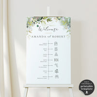 Flora | Rustic Wedding Timeline Sign Template