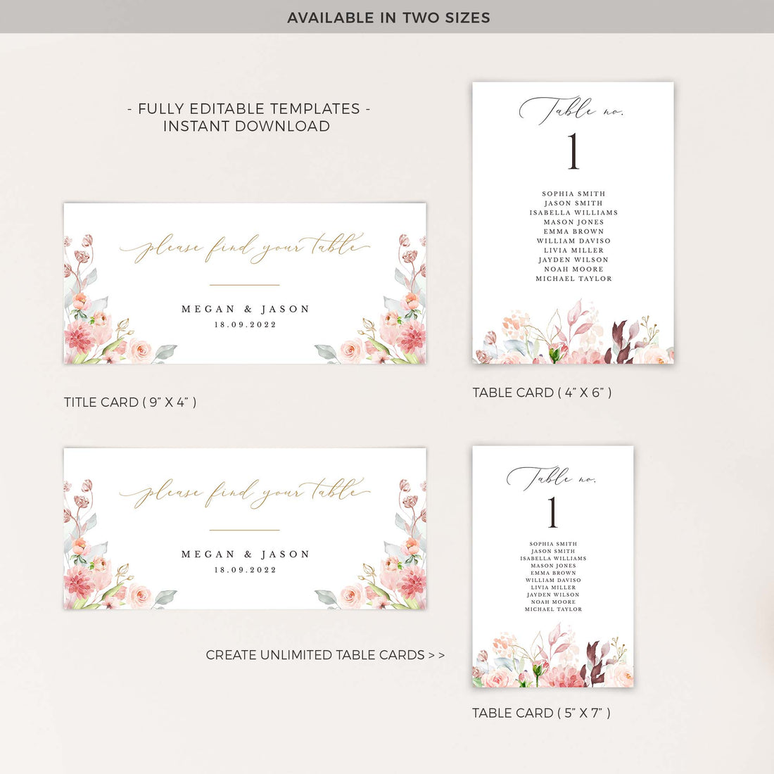 Fiorella | Printable Seating Chart Cards Wedding