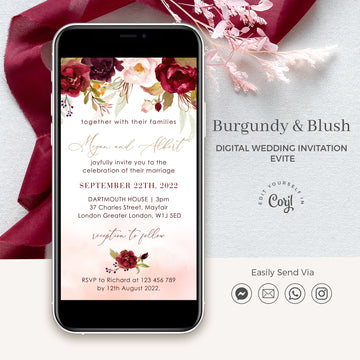 Rosita | Marsala Blush Electronic Wedding Invitation