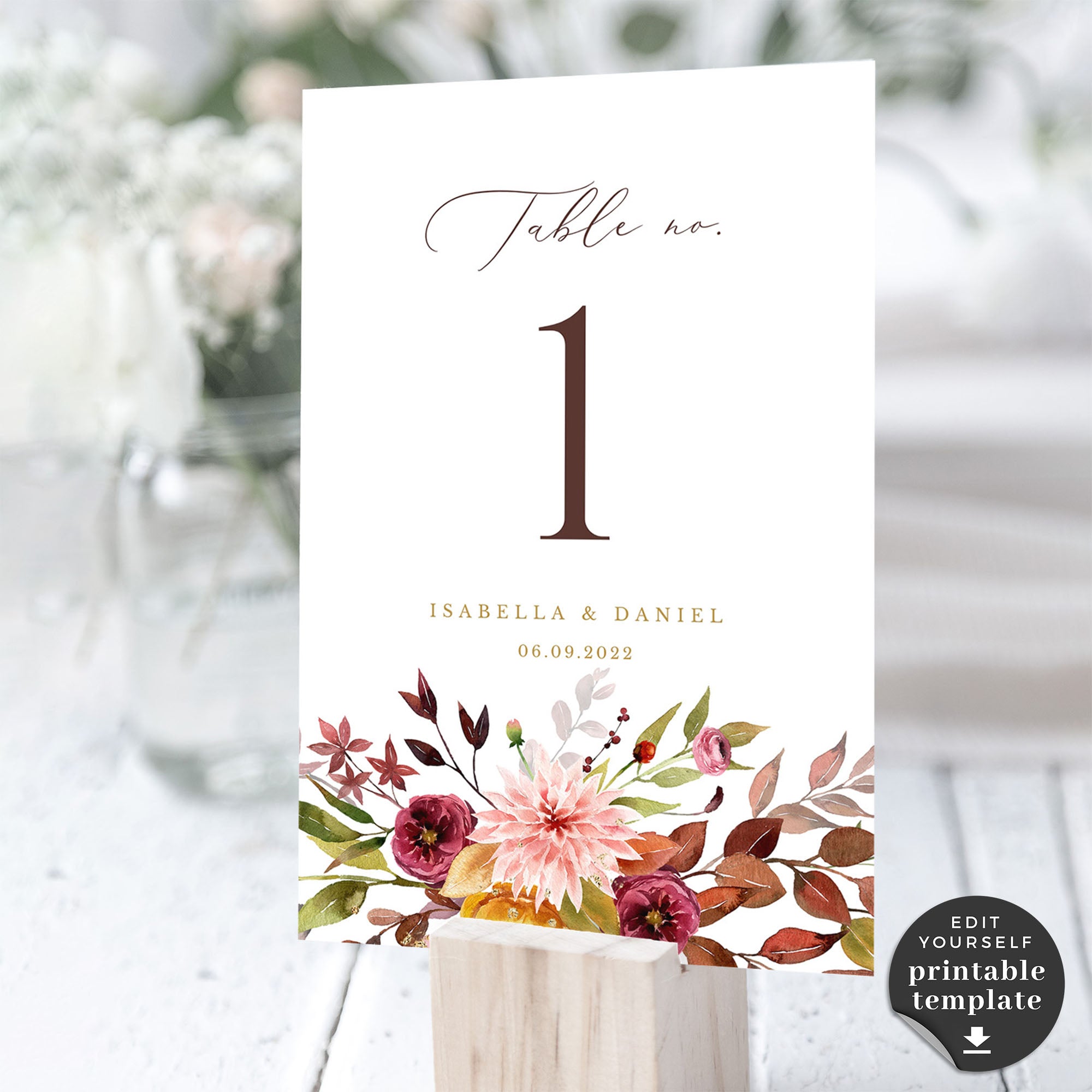 Ambra | Fall Wedding Table Numbers Printable