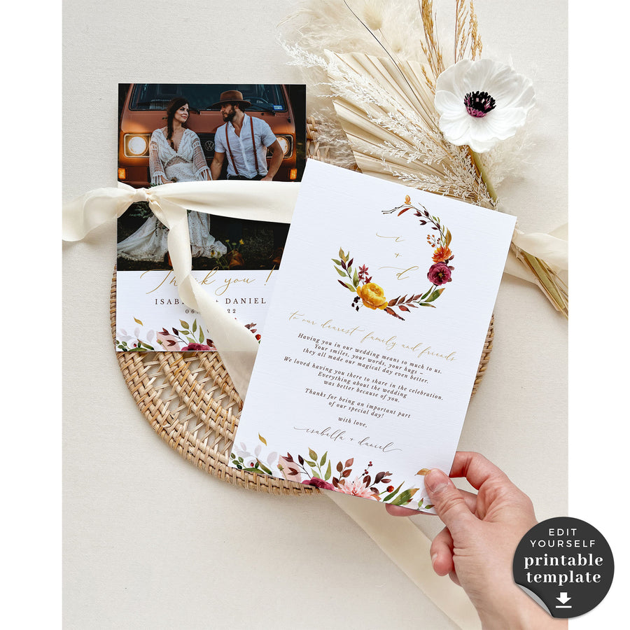 Ambra | Fall Wedding Thank You Cards Template