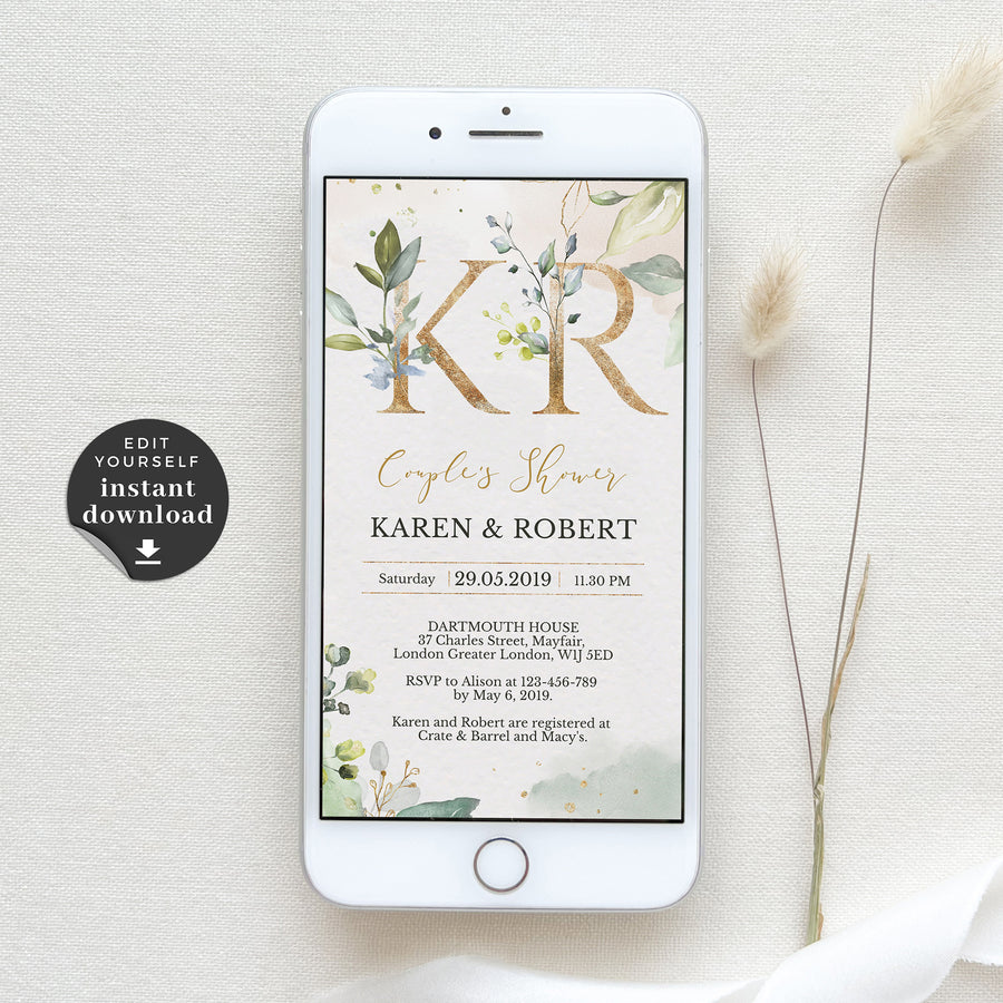 Flora | Rustic Couples Shower Digital Invitation