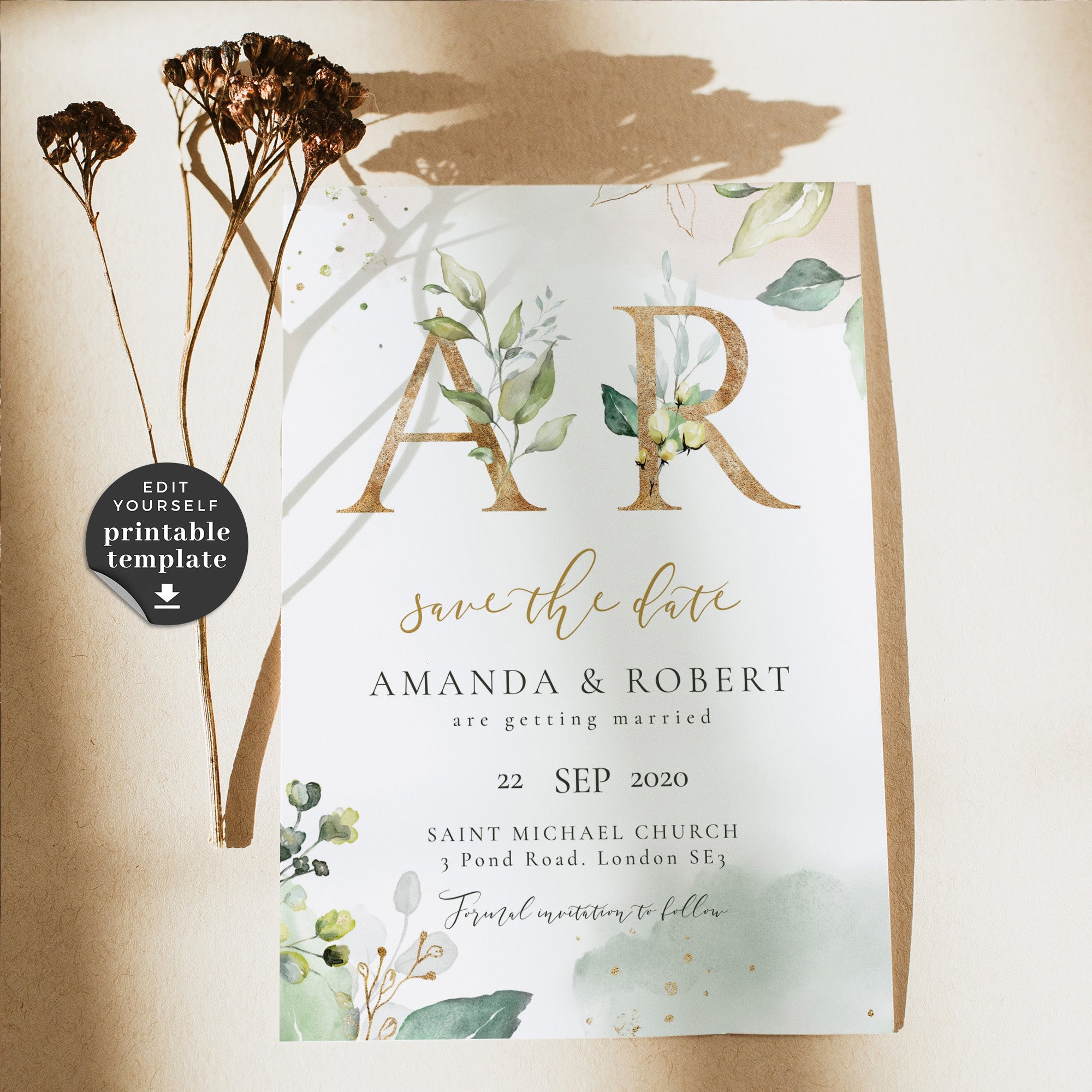 Flora | Rustic Save the Date Card Template