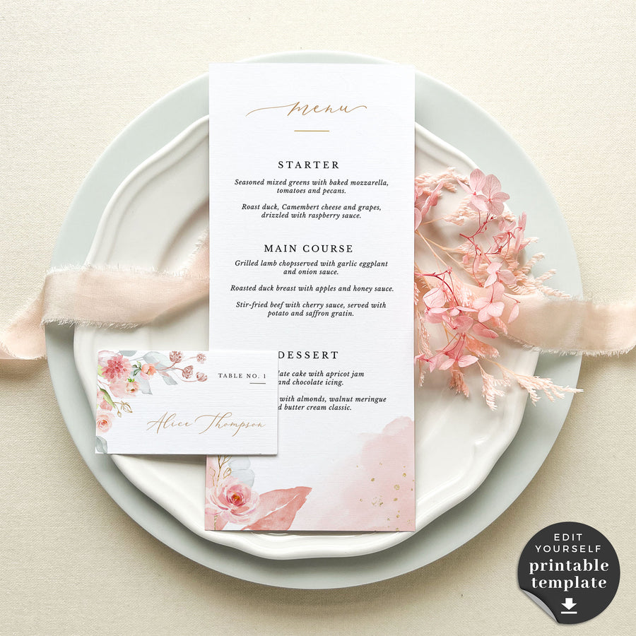 Fiorella Printable Wedding Menu Card