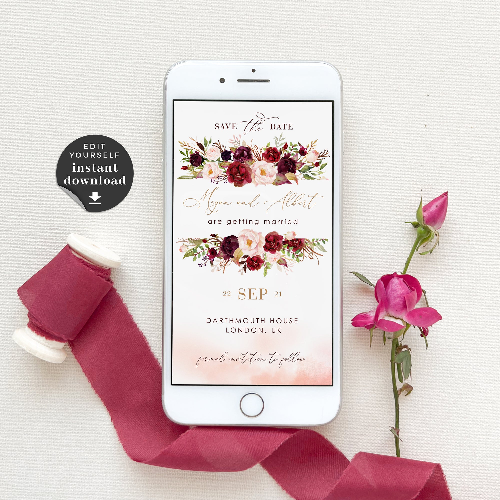 Rosita | Marsala Blush Electronic Save the Date