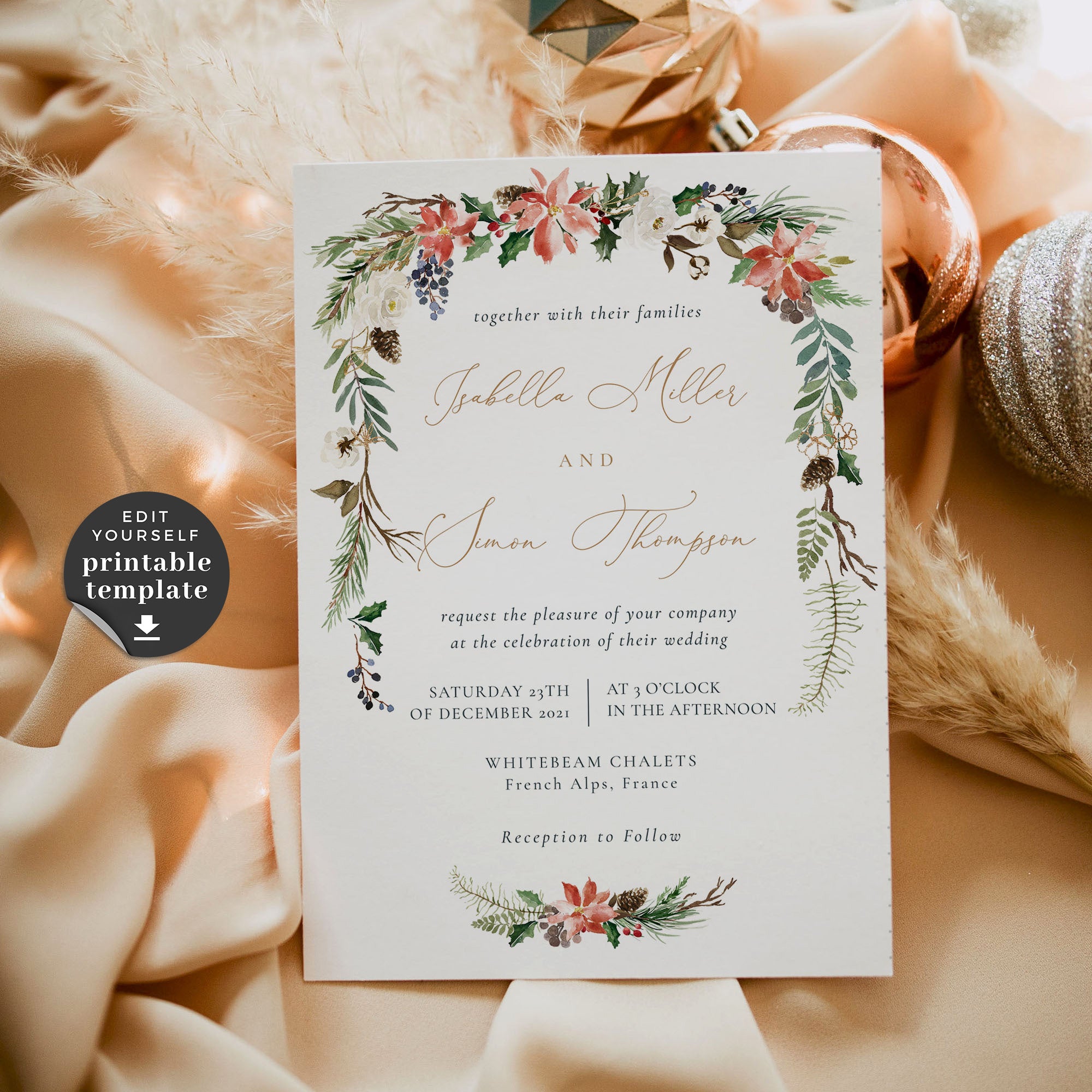 Natalia | Christmas Wedding Invitation Template