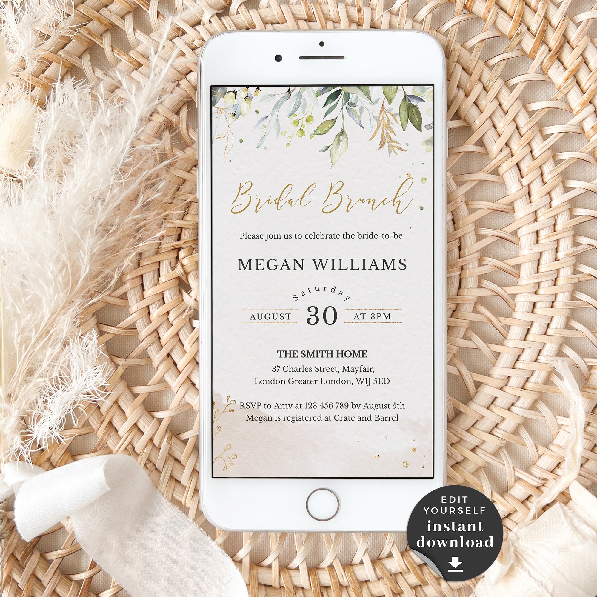 Flora | Rustic Bridal Brunch Electronic Invitations