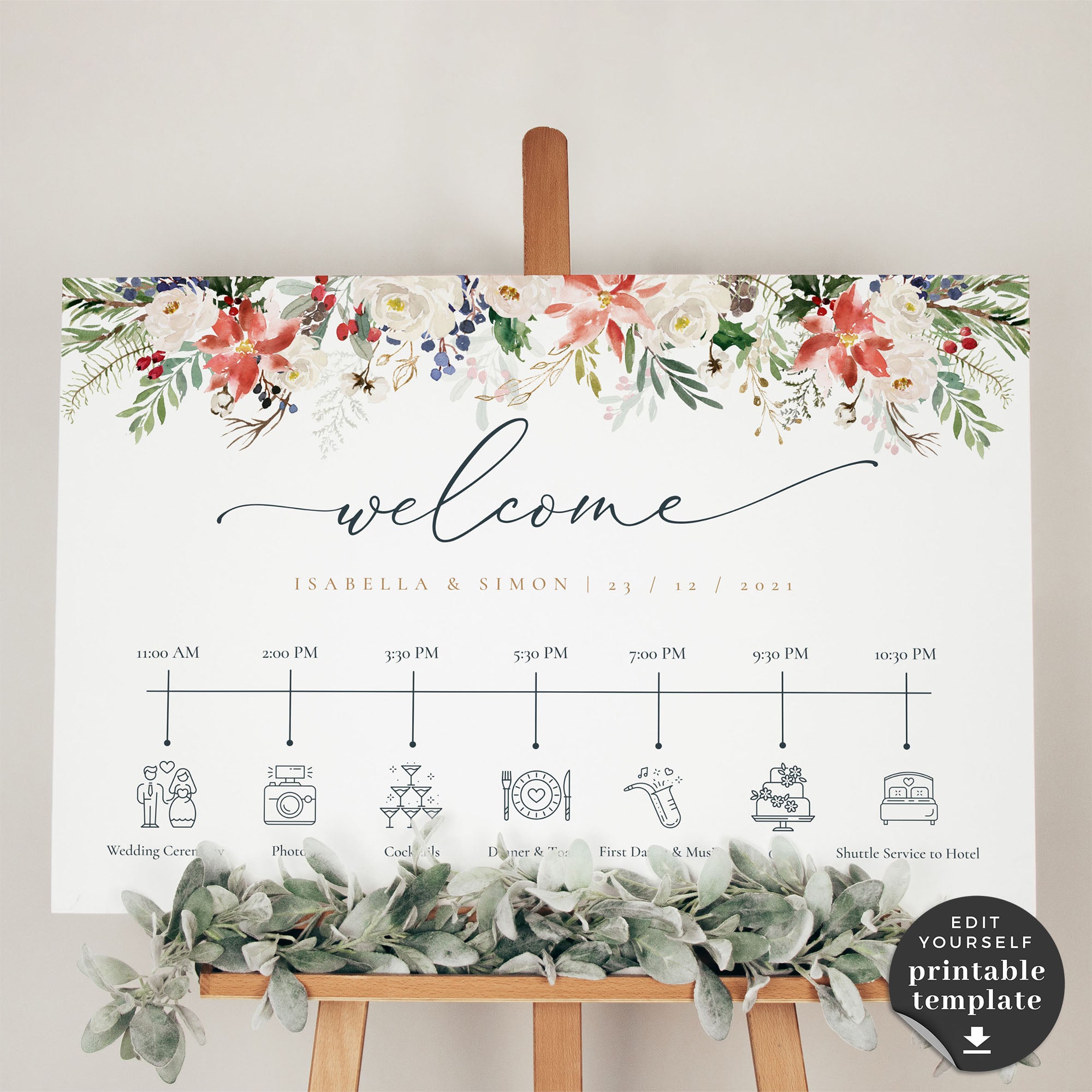 Natalia | Christmas Wedding Day Timeline Template