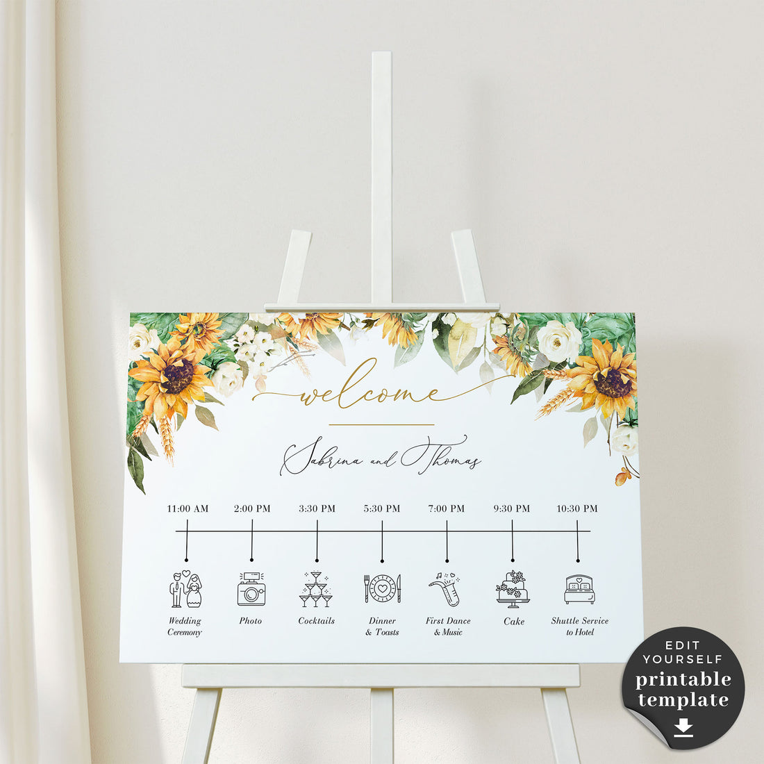 Marisol | Sunflowers Order of the Day Wedding Sign Template