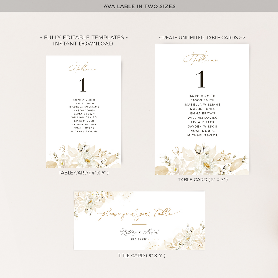 Dora | Elegant Seating Cards Wedding Template