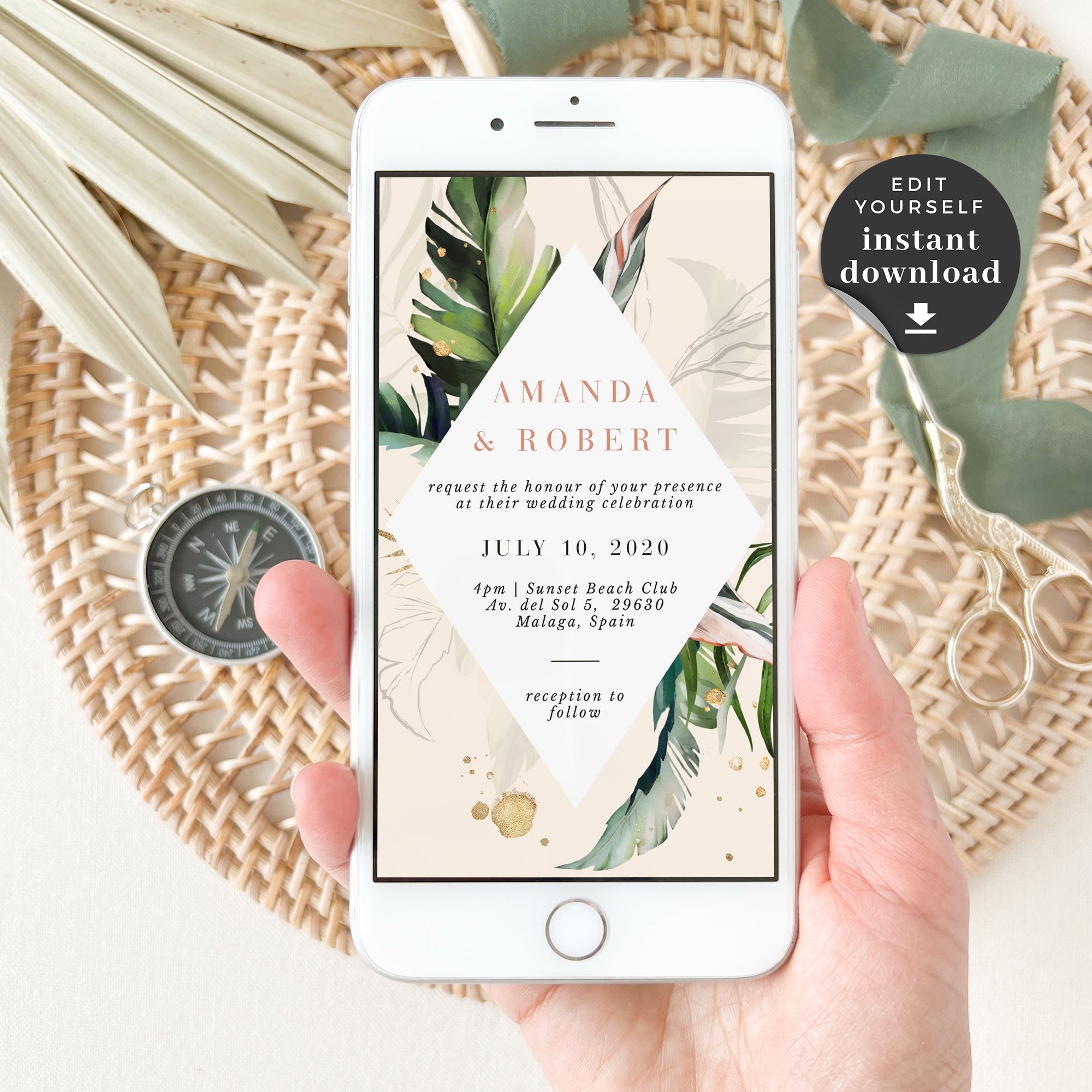 Palma | Tropical Wedding Invitation Digital