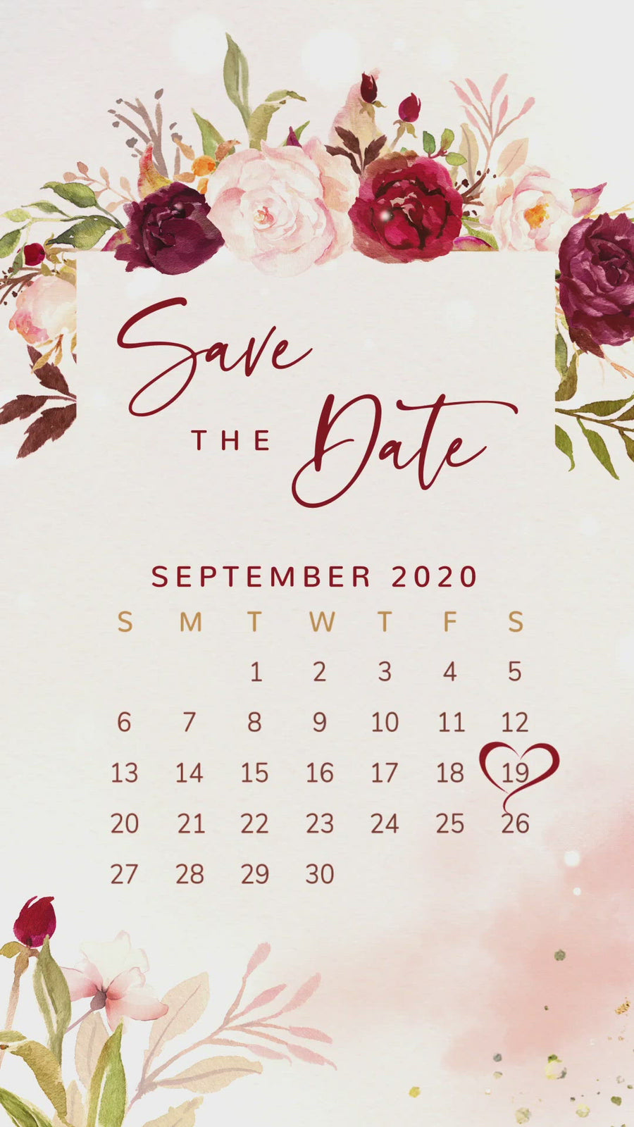 Marsala Blush Save the Date Invitation - digital invitation