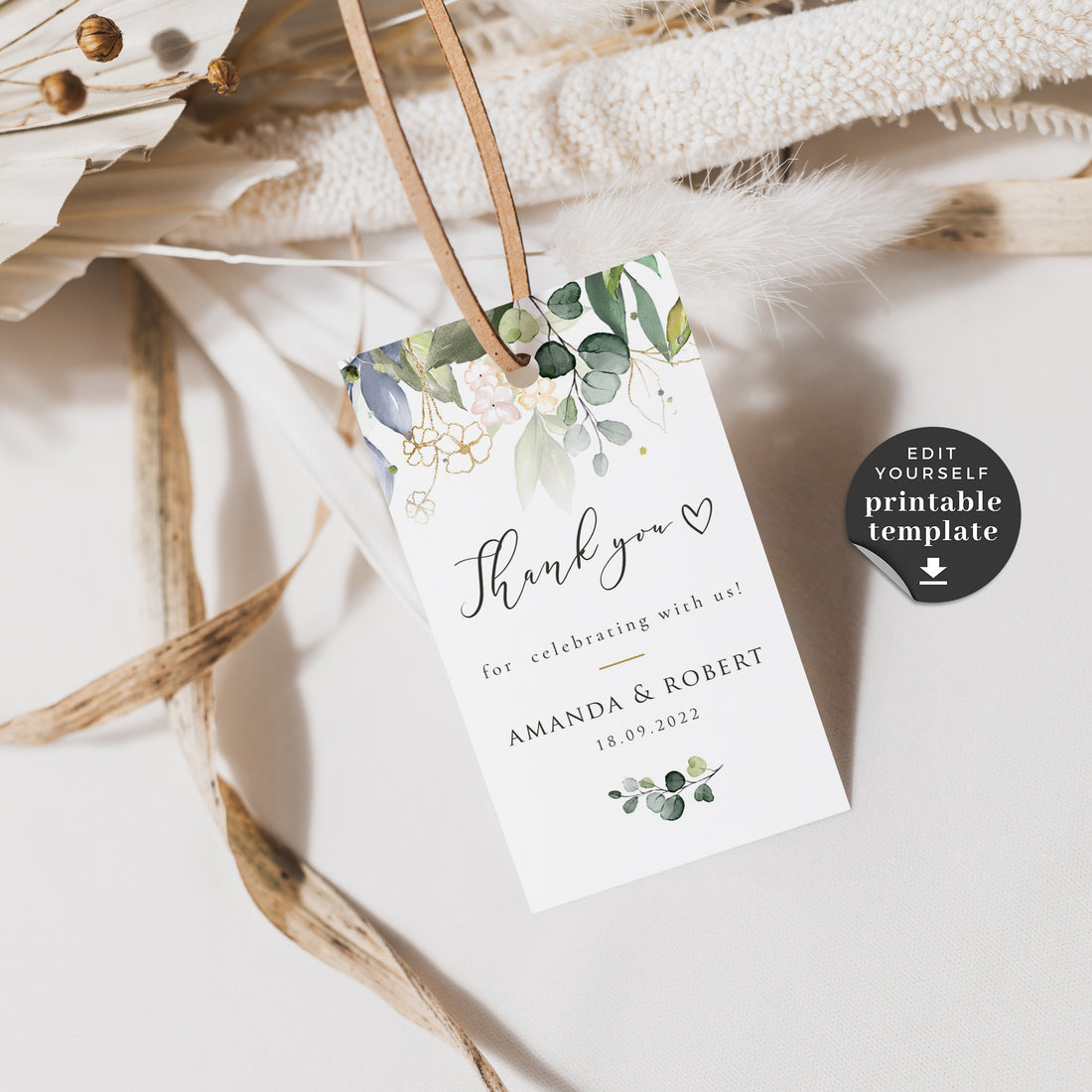 Flora | Rustic Wedding Favour Tags Template