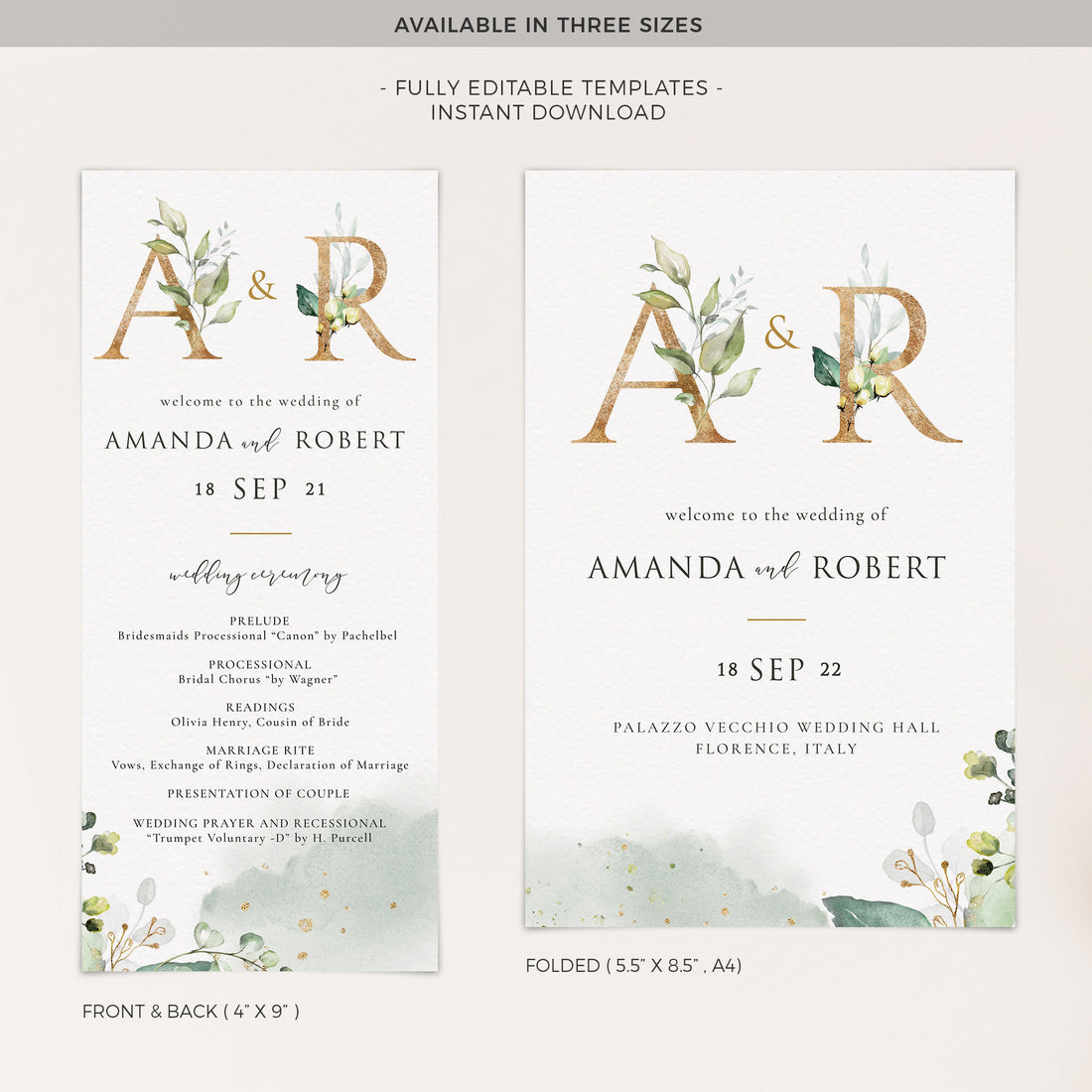 Flora | Rustic Wedding Program Template
