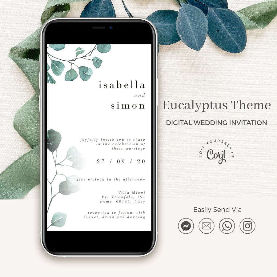 Luisa | Eucalyptus Electronic Wedding Invitation