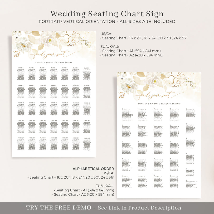 Dora | Elegant Wedding Seating Plan Template