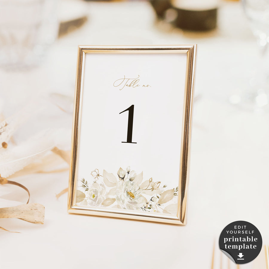 Dora | Elegant Wedding Table Numbers Template