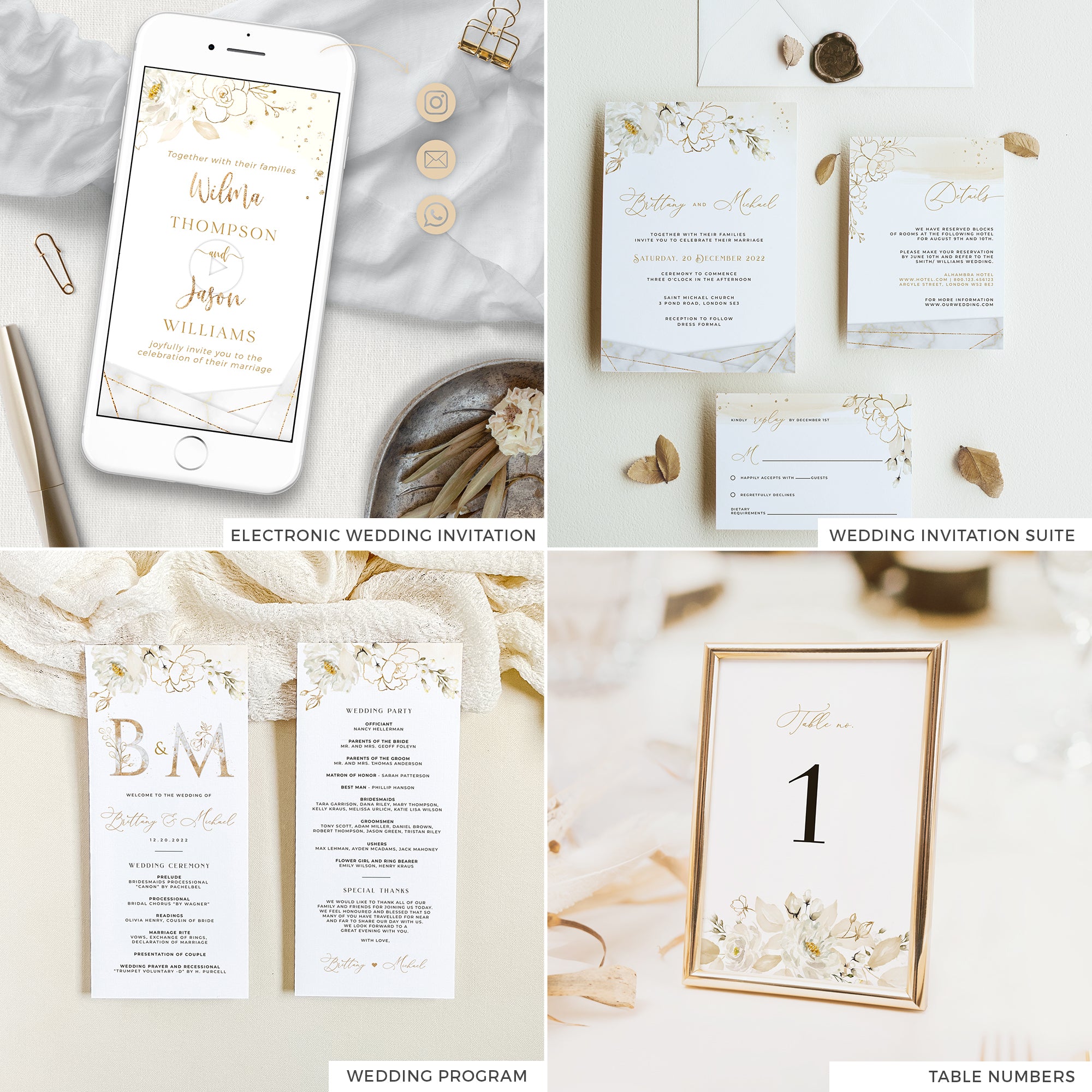 Dora | Elegant DIY Wedding Stationery Bundle Templates