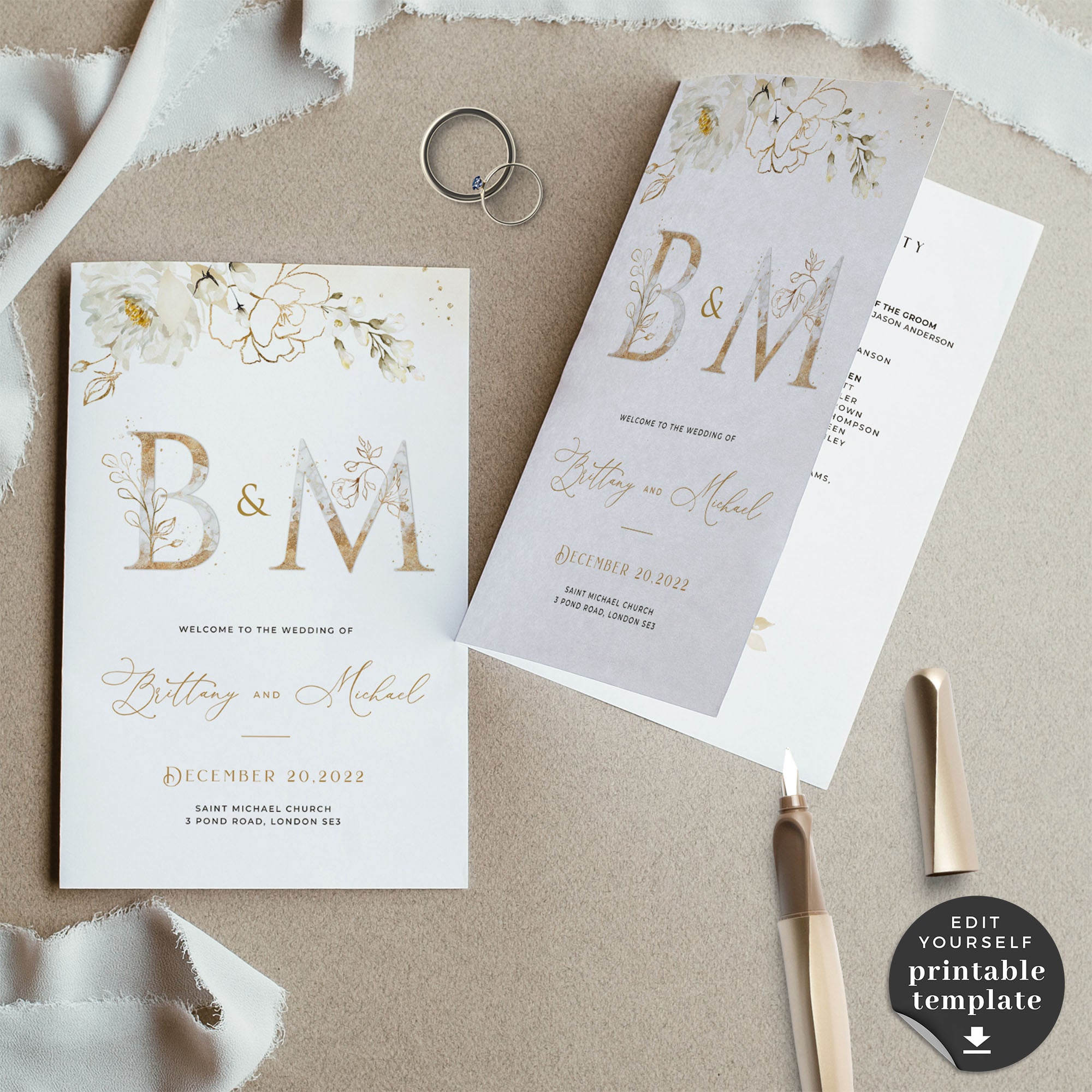 Dora | Elegant Wedding Ceremony Program Template