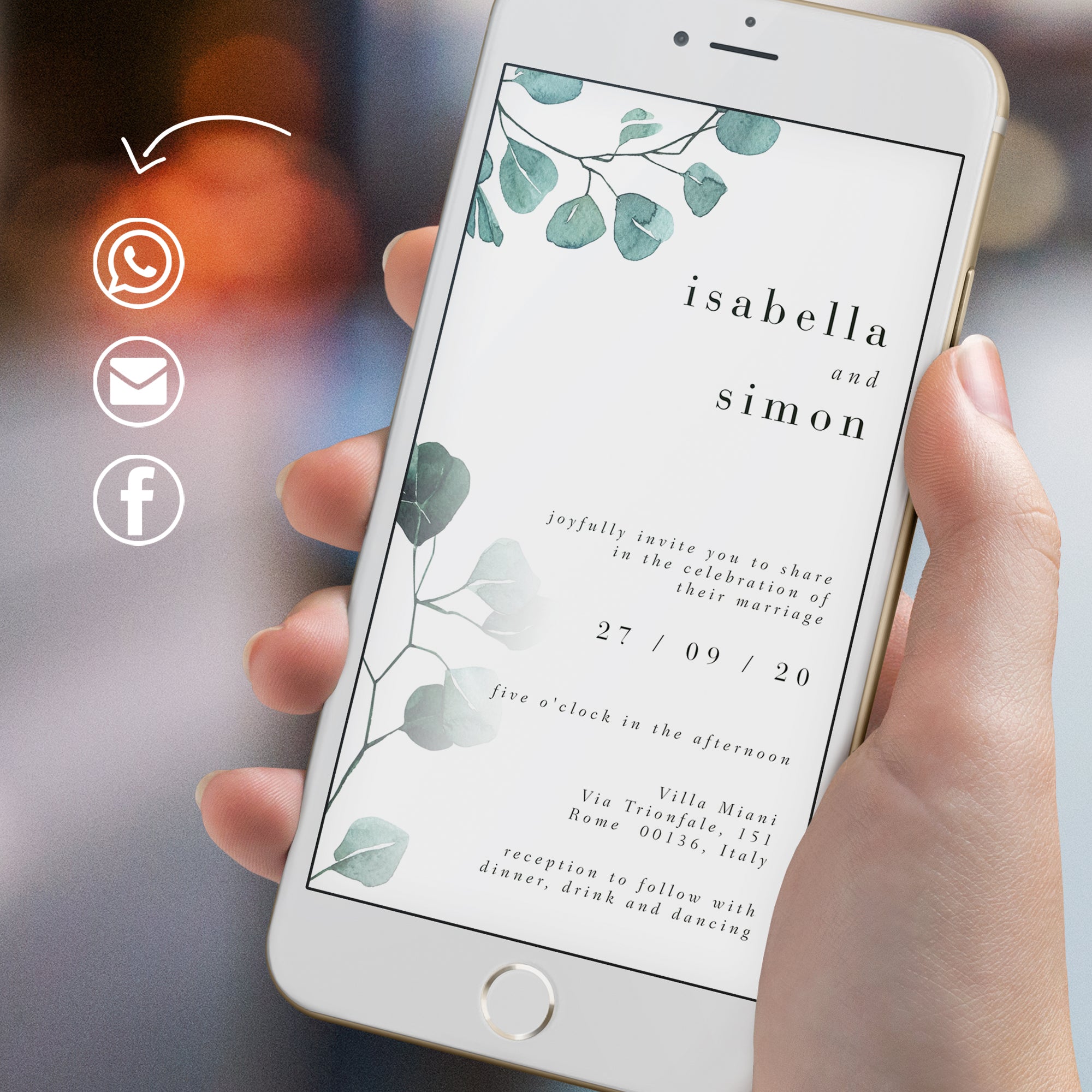 Luisa | Eucalyptus Electronic Wedding Invitation