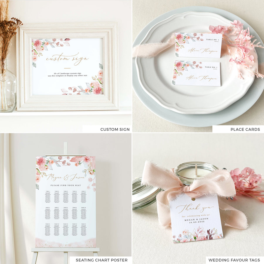 Fiorella | Romantic Wedding Printable Stationery Templates Bundle