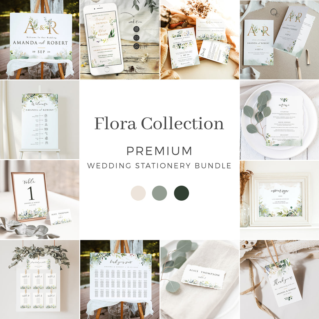 Flora | Rustic Wedding Stationery Bundle Templates