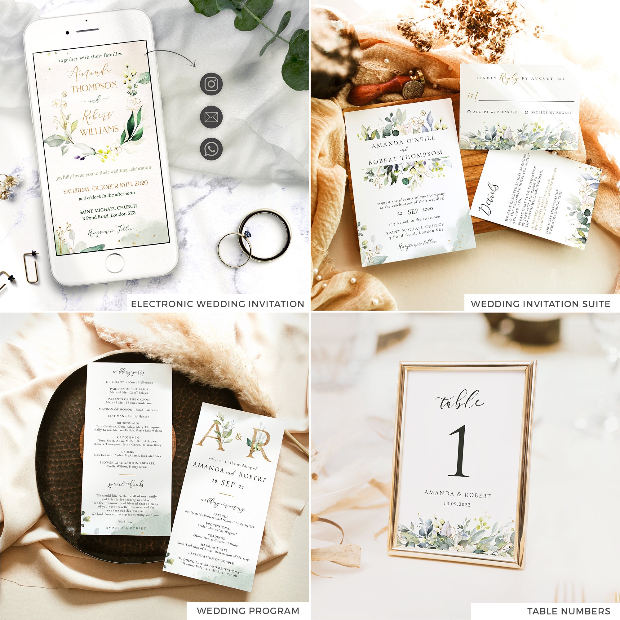 Flora | Rustic Wedding Stationery Bundle Templates