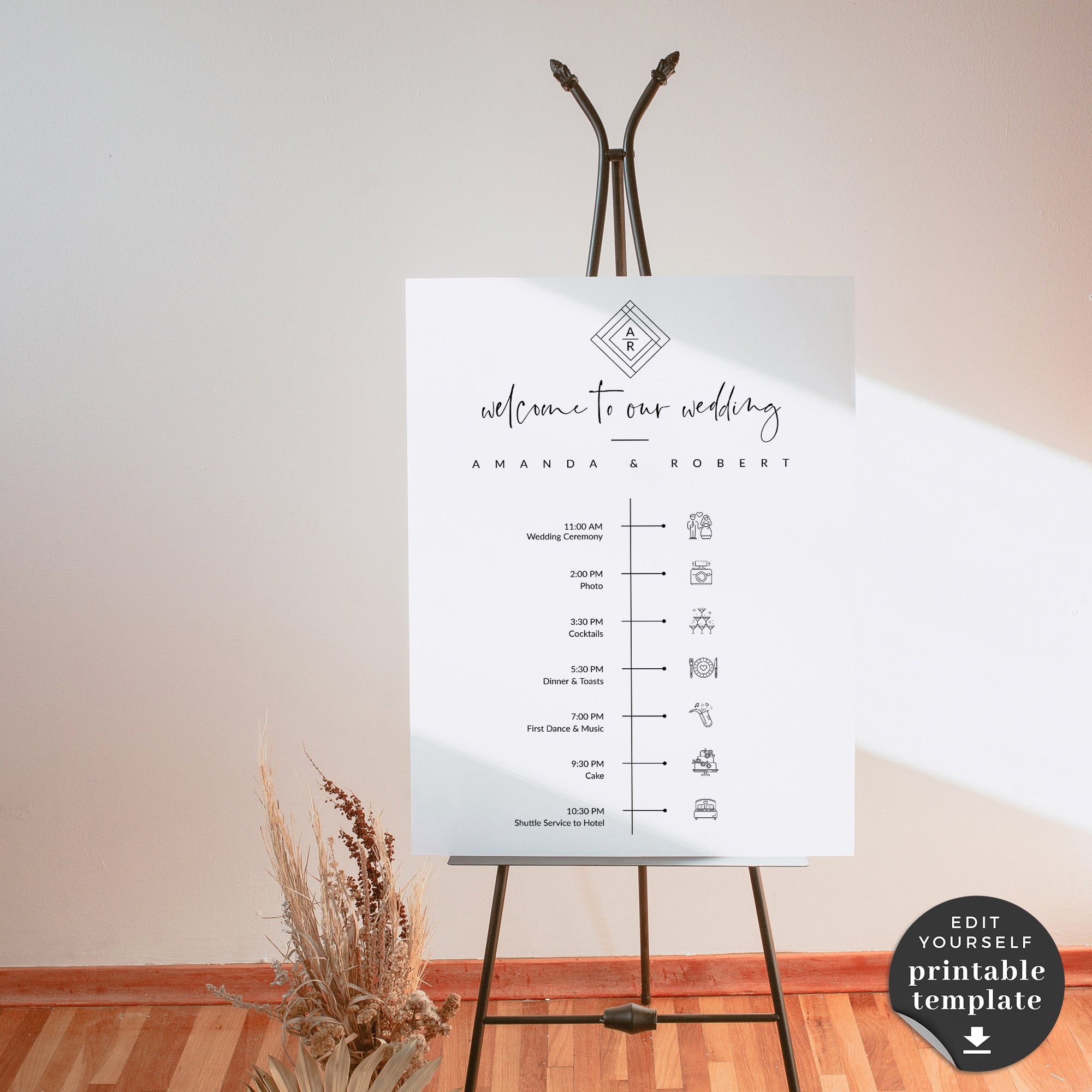 Giulia | Wedding Day Timeline Sign Template
