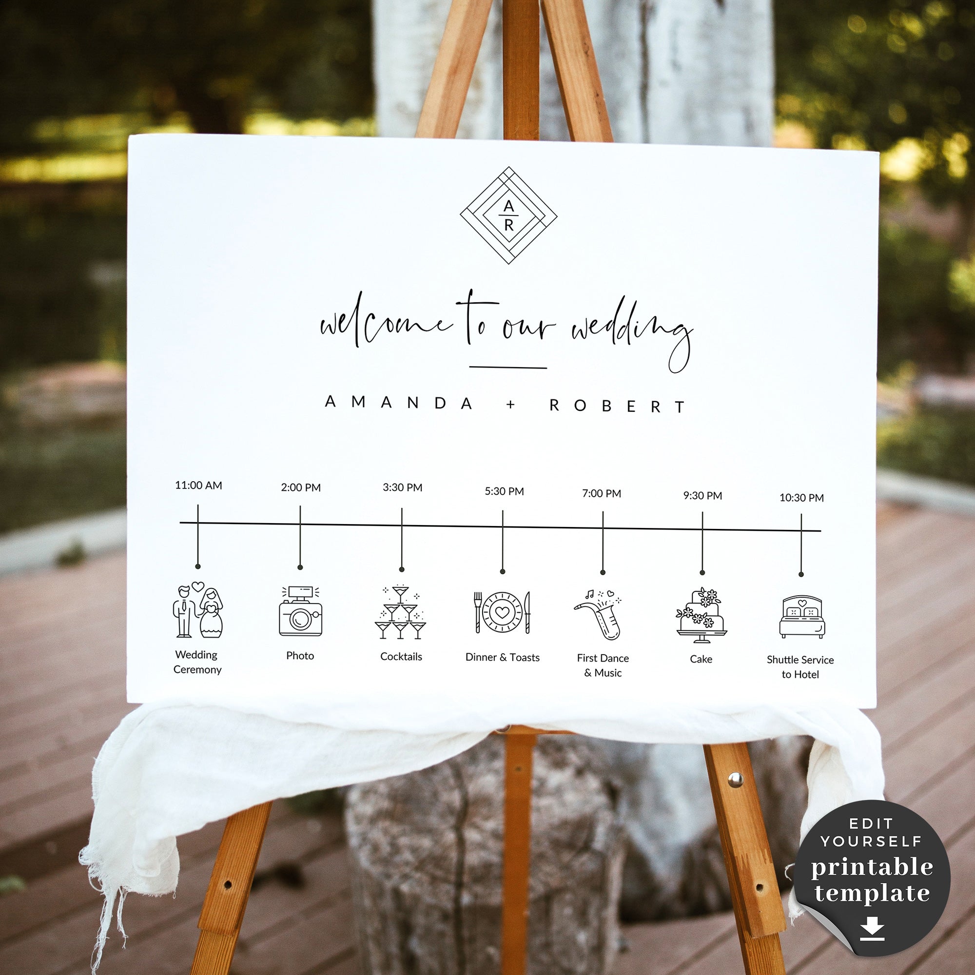 Giulia | Wedding Day Timeline Sign Template