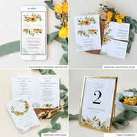 Marisol | Sunflowers Wedding Printable Stationery Templates Bundle