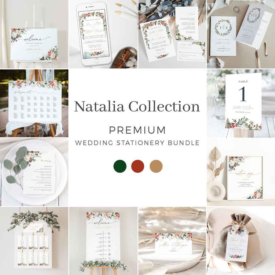 Natalia | Christmas Wedding Stationery Bundle Templates