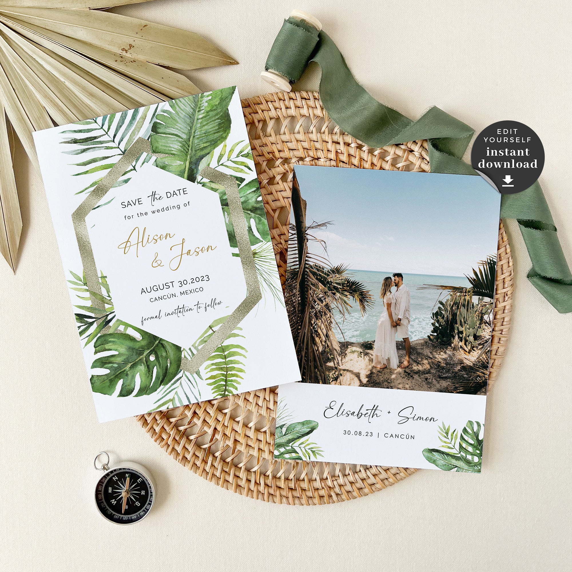 Tropical Save the Date With Photo Template