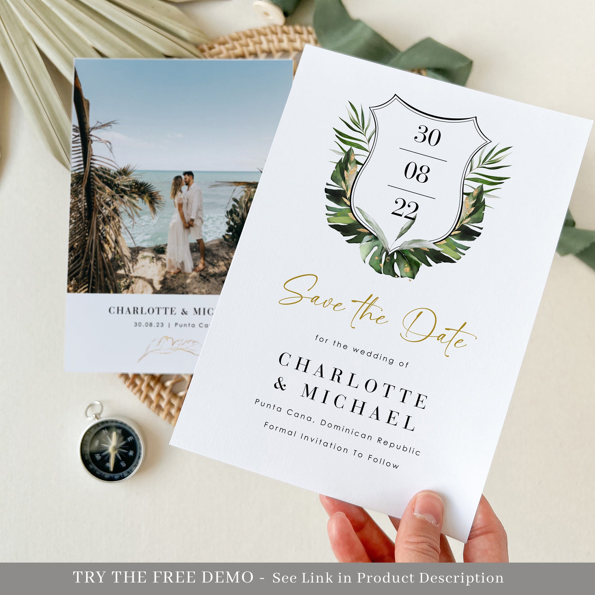 Palma | Tropical Wedding Save the Date Template