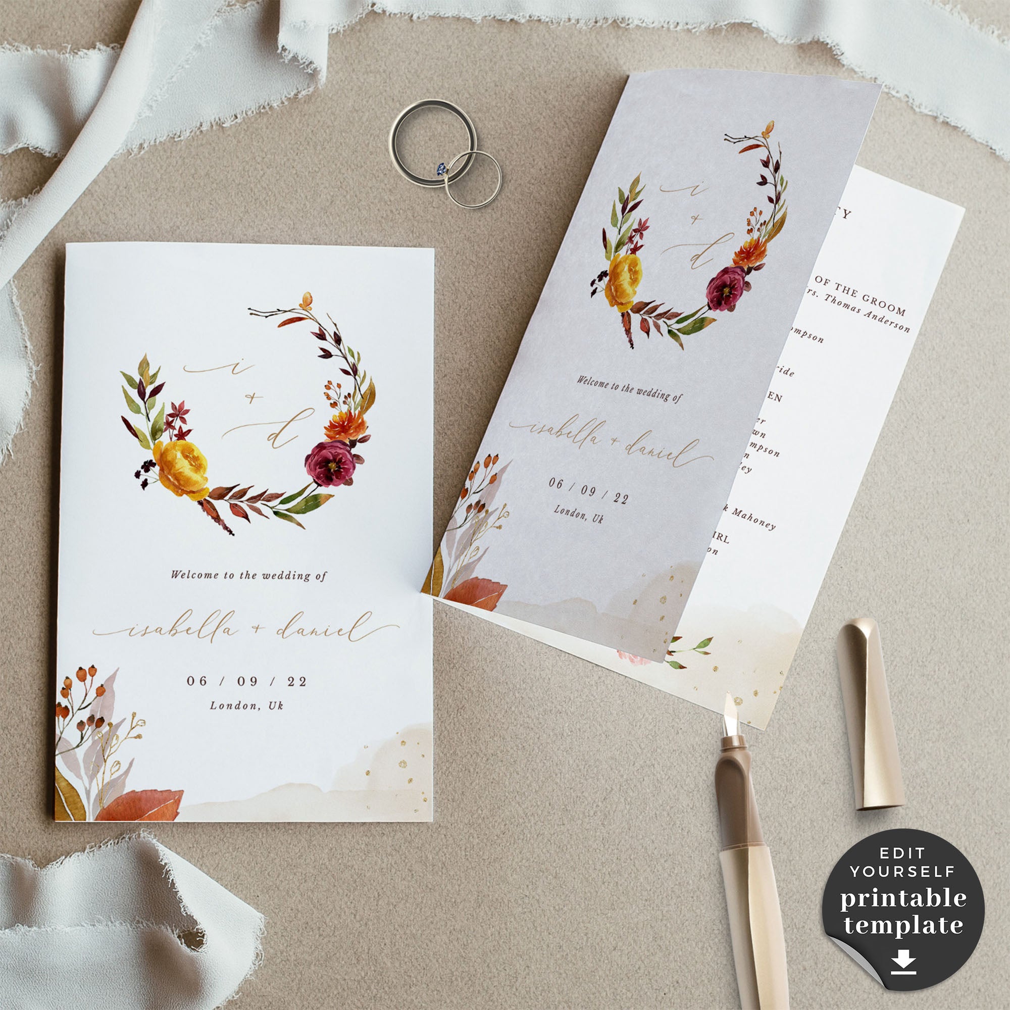 Ambra | Fall Wedding Ceremony Program Template