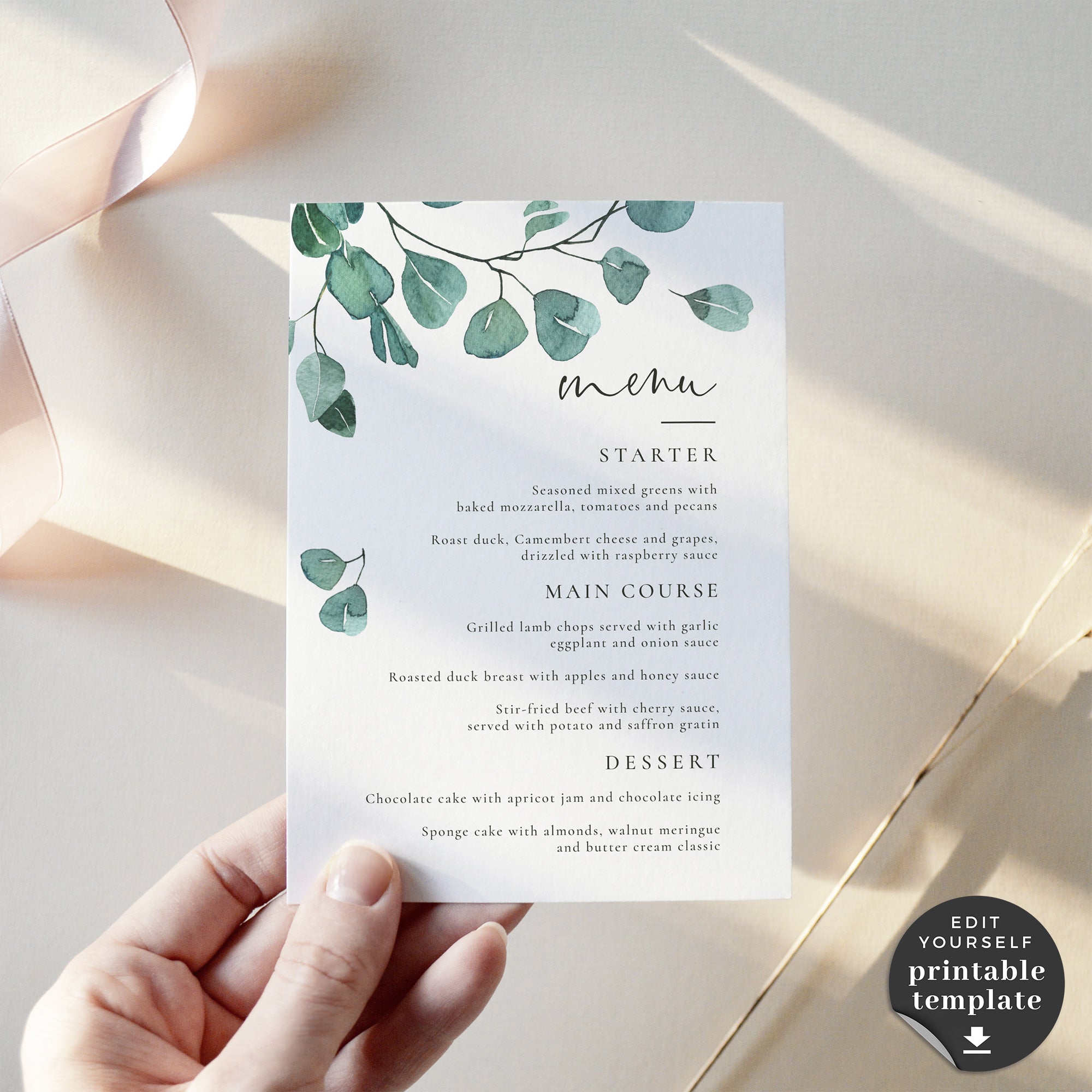 Luisa | Eucalyptus Wedding Menu Template