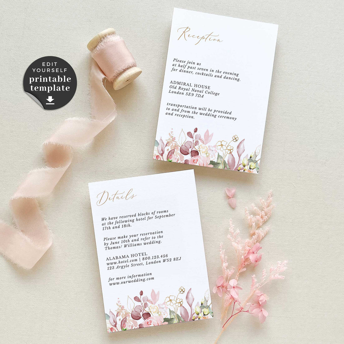 Fiorella | Romantic Wedding Invitation Set Template