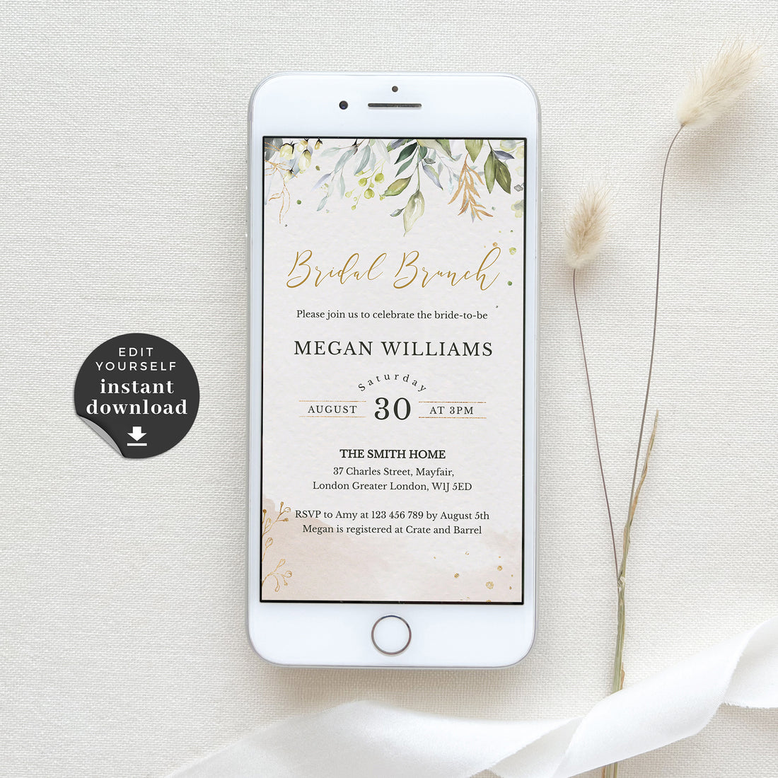 Flora | Rustic Bridal Brunch Electronic Invitations