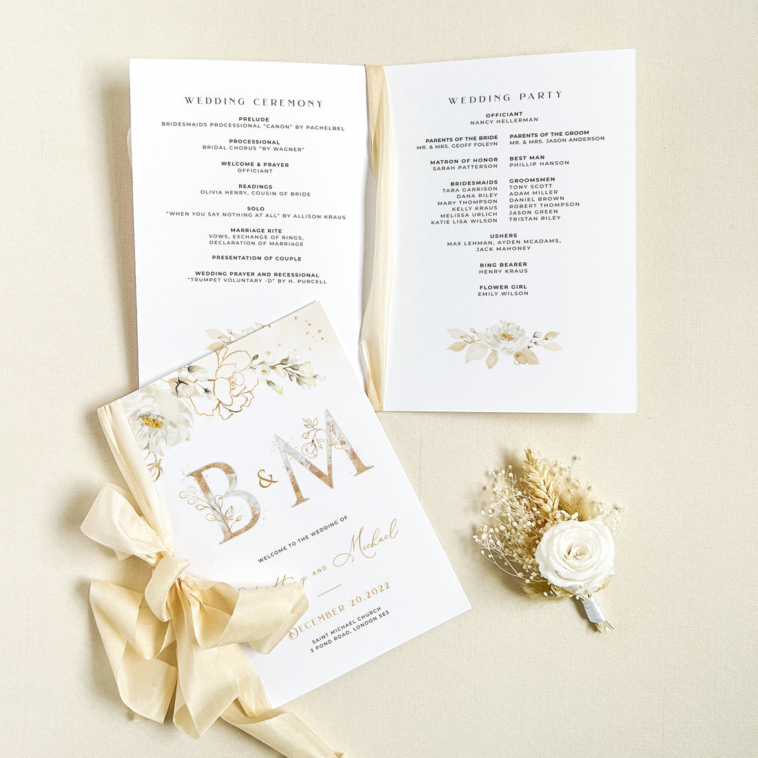 Dora | Elegant Wedding Ceremony Program Template